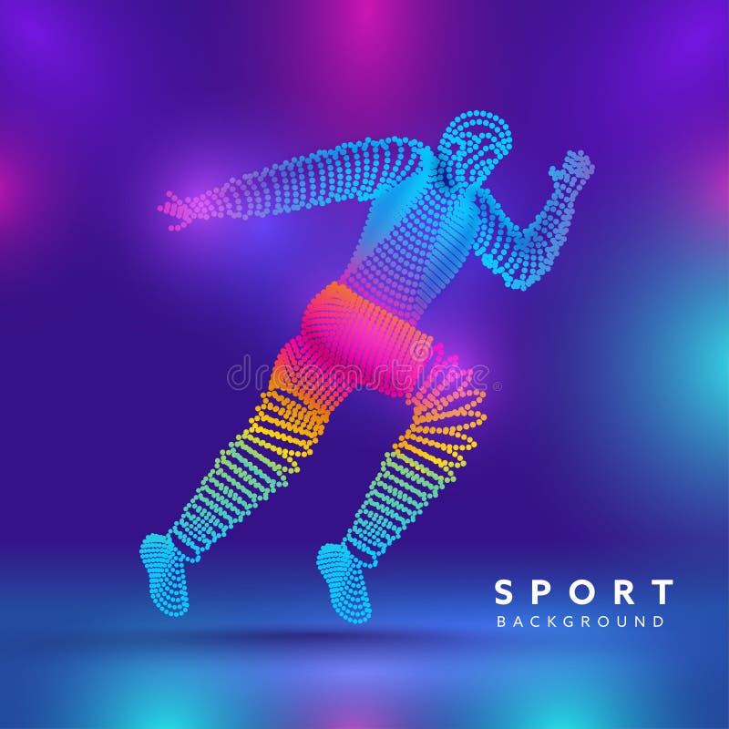 Sports Background with Gradient Colorful Dotted Male Stock Illustration