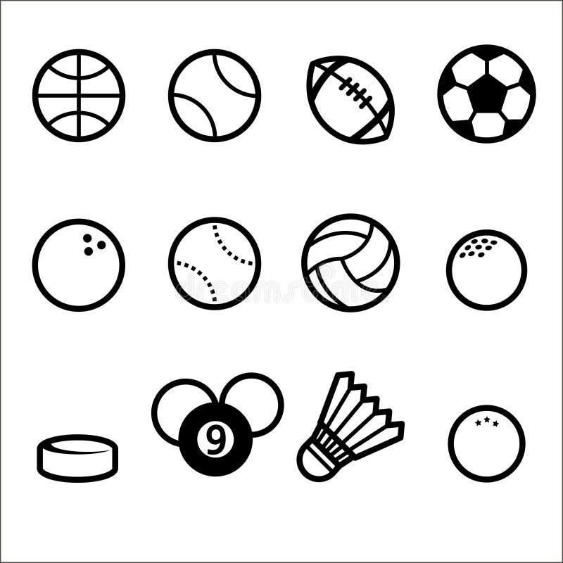 Sports Ball Icon set, line style stock illustration