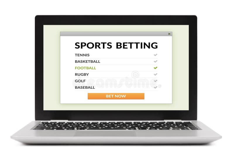 Sports betting concept on laptop computer screen isolated on white royalty free stock images
