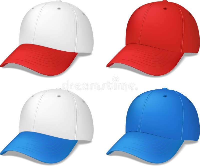 Sports Caps - realistic vector illustrations