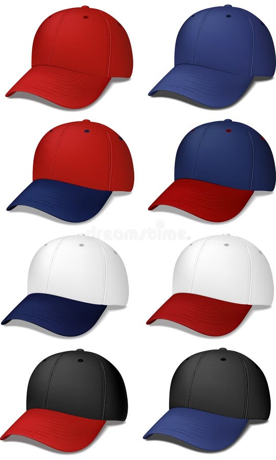 Sports Caps - realistic vector illustrations