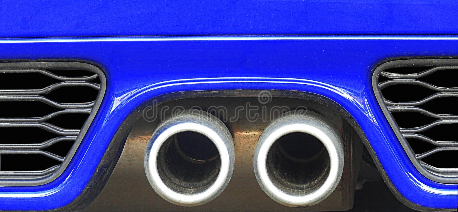 Sports car blue exhausts twin rear vehicle motor motorcars transport mot road highway law stock photos Sports car blue exhausts twin rear vehicle motor motorcars transport mot road highway law stock photos