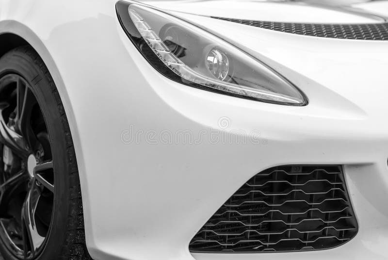 Sports car headlight. stock photo. Image of front, reflection 57170364