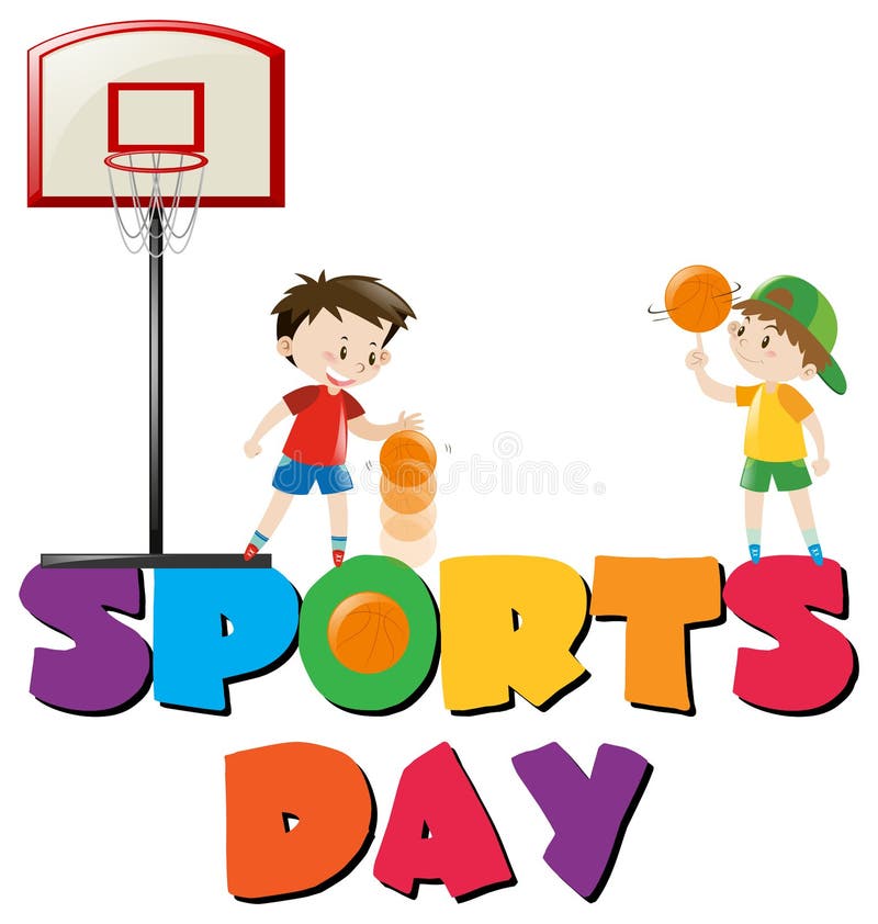 Sports Day Poster With Boys Playing Basketball Stock