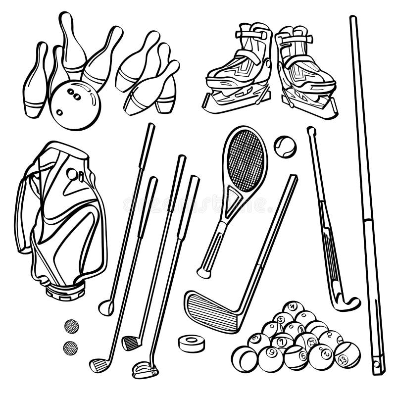 Sports Equipment Collections Stock Illustration - Illustration of club,  enjoy: 51052871