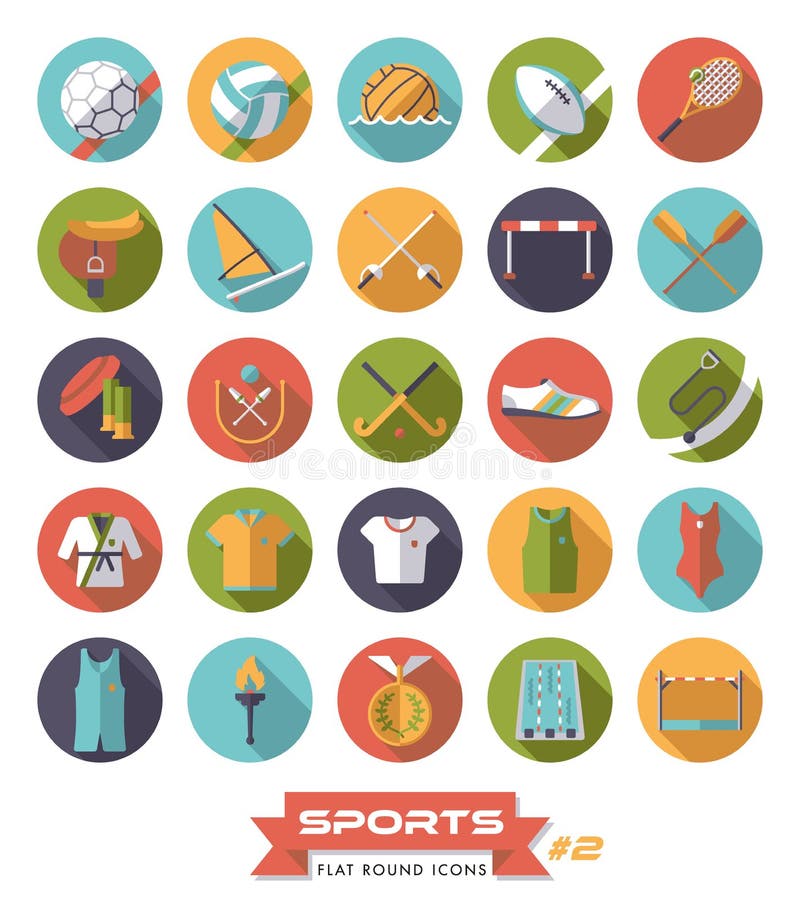 Flat Design Team Sports Icons Vector Illustration Stock Vector Illustration of boat, design