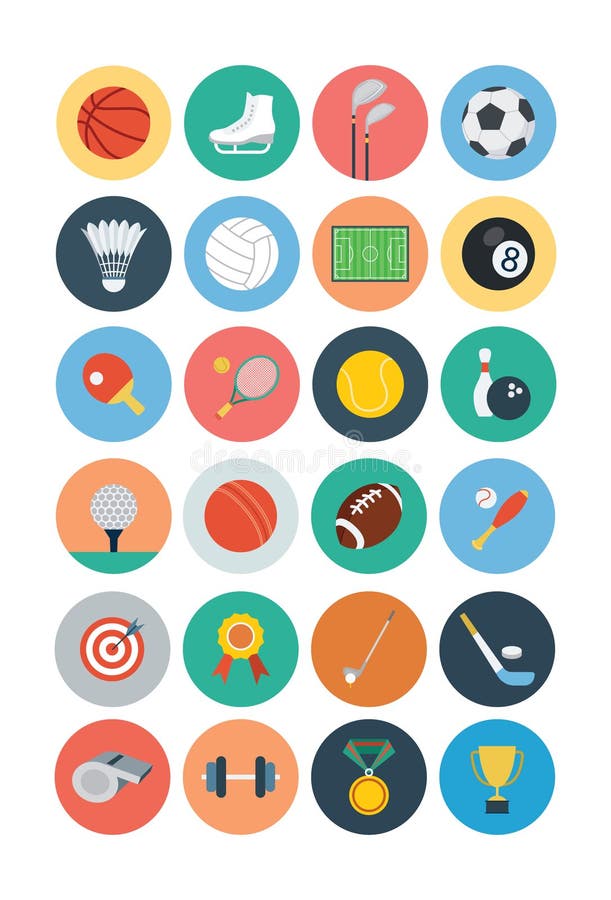 Circular Sports Icons Flat Design Vector Set. Stock Vector ...