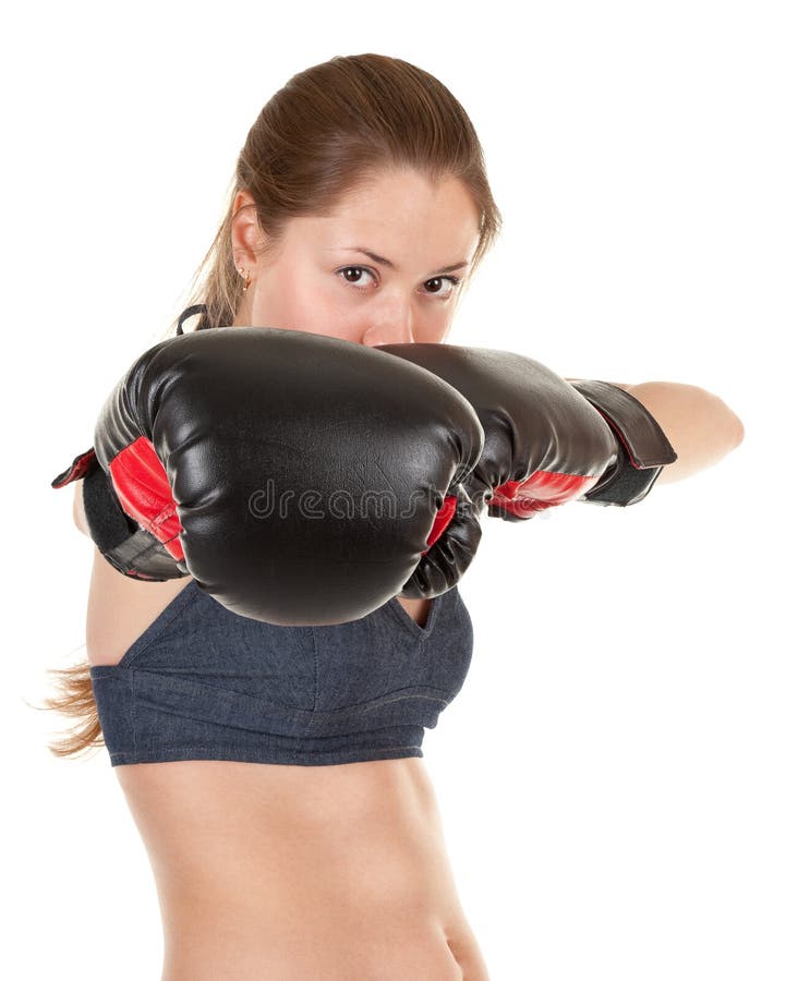 Sports girl with boxing gloves