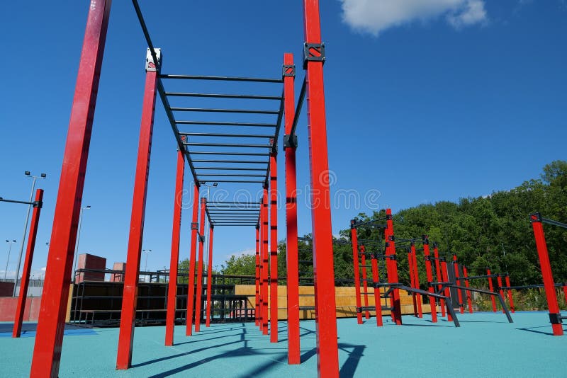 Sports Ground With Exercise Equipment In Open Air Sport Zone Stock sports-ground-with-exercise-equipment-in-open-air-sport-zone-stock