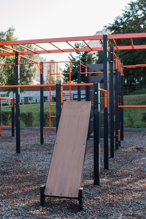 Sports Ground with Exercise Equipment in the Park Stock Image Image