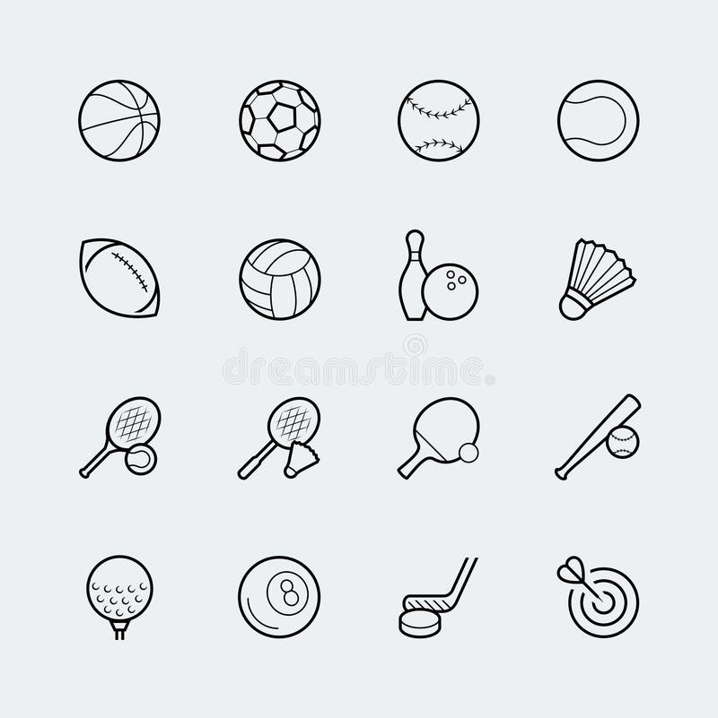 Sports icon set in outline style royalty free illustration