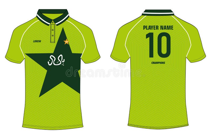 Sports t shirt Jersey for pakistan cricket Illustrator Vector template. Translation on jersey text `Pakistan` in urdu royalty free illustration.