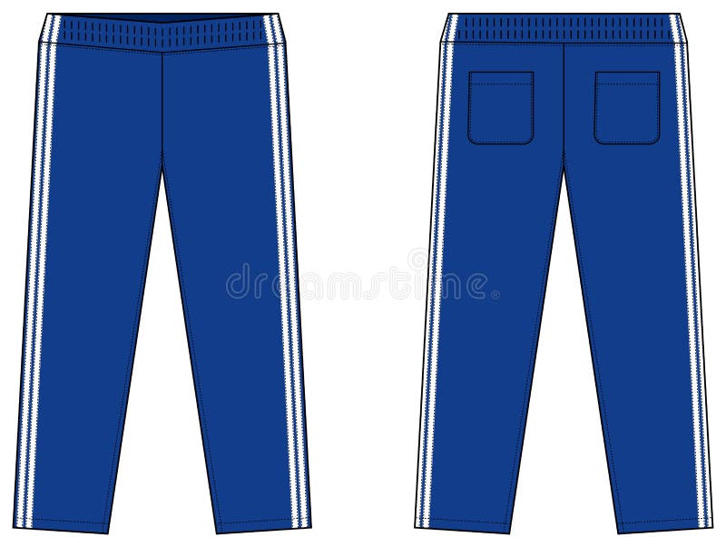 Blue Joggers Sweatpants Mock Up In Front And Side Views Stock ...