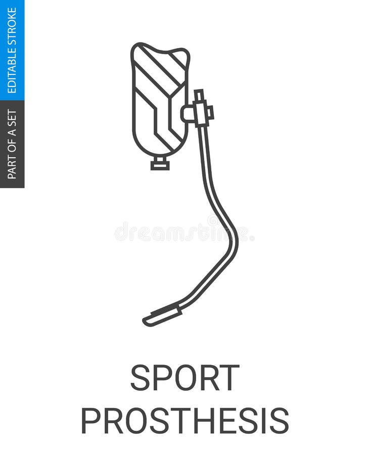 Sports Leg Prosthesis Icon in Thin Outline Style Stock Illustration