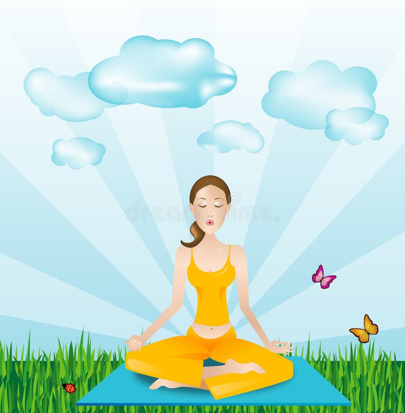 Sports outside - yoga girl stock illustration Sports outside - yoga girl stock illustration