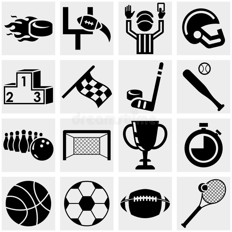Sports vector icons set on gray. royalty free illustration