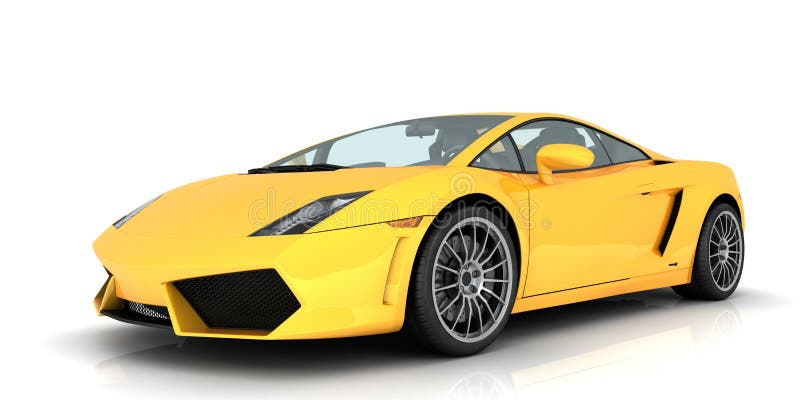 Yellow Lamborghini on white background. Yellow Lamborghini on white background