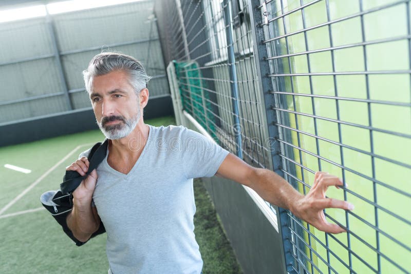 Sportsman disappointed after match royalty free stock photography