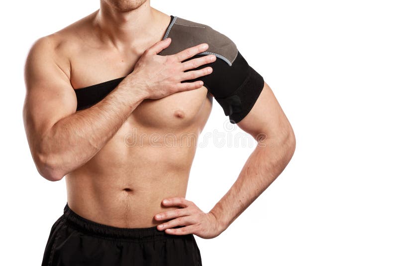Sportsman with a Support Bandage on His Shoulder Stock Photo Image of