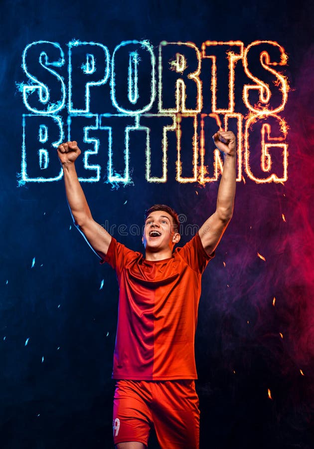 Socccer concept. Sports betting on football. Design for a bookmaker. Download banner for sports website. Soccer player on a fiery backgroun. Socccer concept. Sports betting on football. Design for a bookmaker. Download banner for sports website. Soccer player on a fiery backgroun