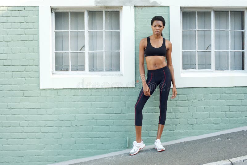 Sporty african american woman standing outdoors royalty free stock image Sporty african american woman standing outdoors royalty free stock image