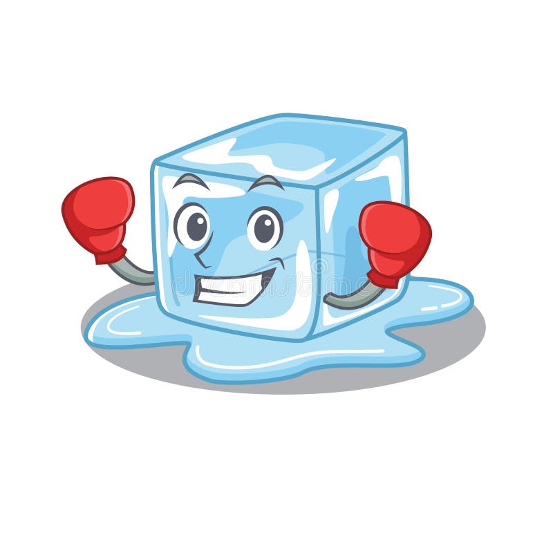 Sporty Boxing Ice Cube Mascot Character Style Stock Vector