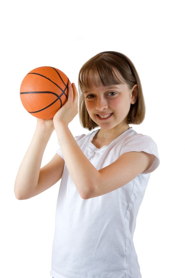 Young girl ready for a game of basketball. Young girl ready for a game of basketball