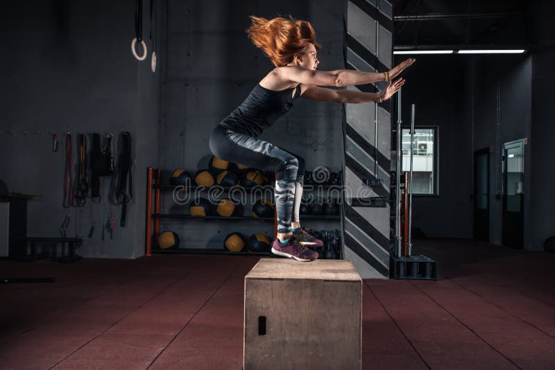 Sporty Girl Jumping Over Some Boxes in a Cross-training Gym Stock Image -  Image of body, crossfit: 118710837