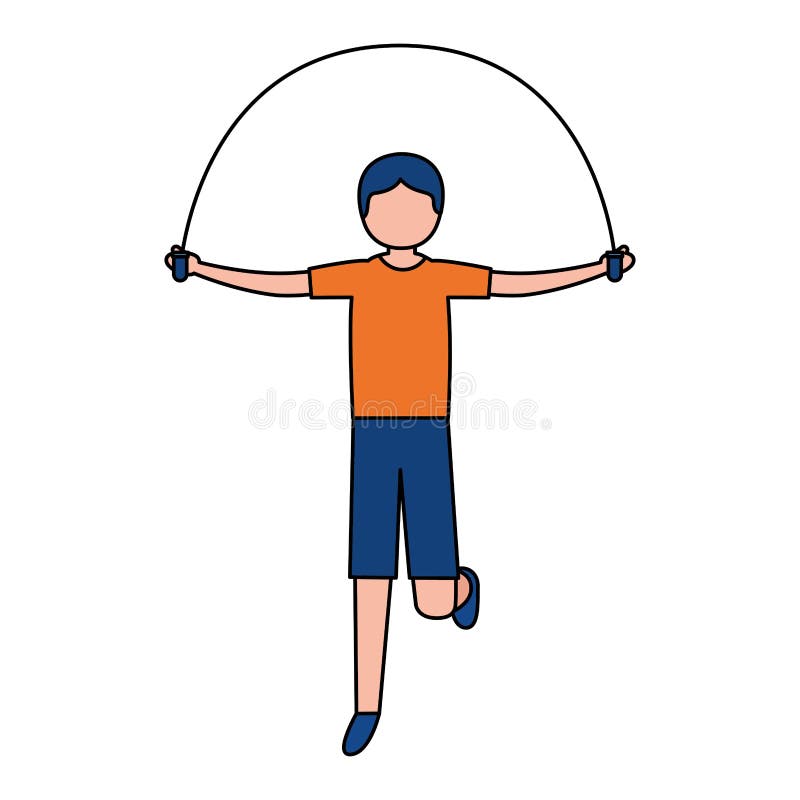 Sporty man jumping rope stock vector. Illustration of healthy - 144353610