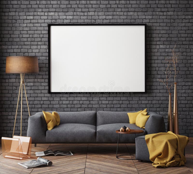 Spot op affiche met de uitstekende binnenlandse achtergrond van de hipsterzolder, Spot op affiche met de uitstekende binnenlandse achtergrond van de hipsterzolder,