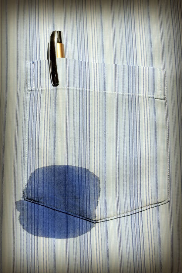 Closeup Mens Shirt Ink Stained by Leaky Pen Stock Photo Image of