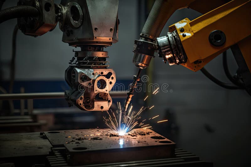 Spot Welding Robot, with Its Arm and Tool Secured in Place, Performing