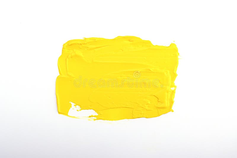 A Spot Of Yellow Oil Paint Isolated On A White Background Stock Photo