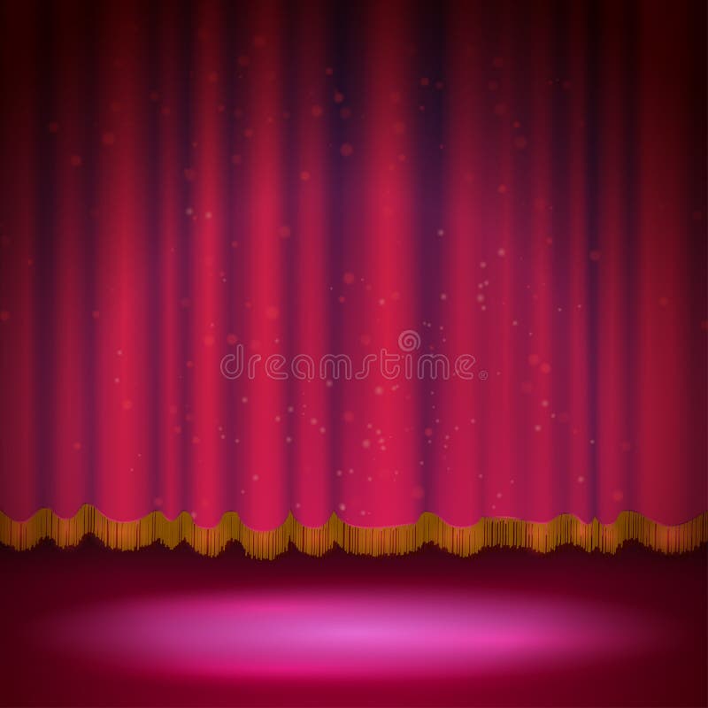 Spotlight on Red Stage Curtain Stock Vector Illustration of highlight