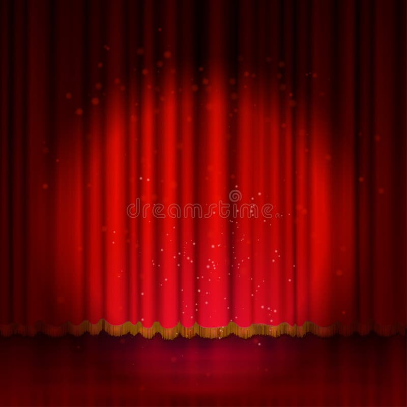 Spotlight on Red Stage Curtain Stock Vector Illustration of