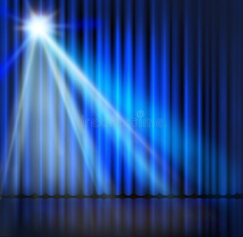 Spotlight on Stage Curtain Blue Background. Stock Illustration -  Illustration of background, front: 56670152