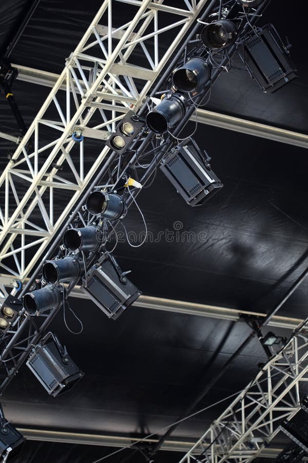 Spotlights on stage stock photo. Image of bulb, light 60401872
