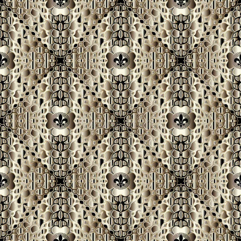 Spotted abstract greek vector seamless pattern. Ornamental brind stock illustration