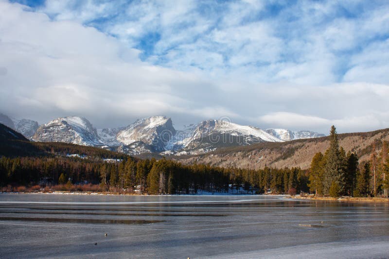 Sprague Lake View in Rocky Mountains National Park Stock Photo Image