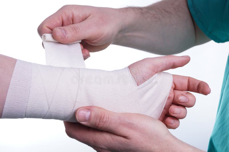 Sprained hand stock photo. Image of gauze, protection 49699108