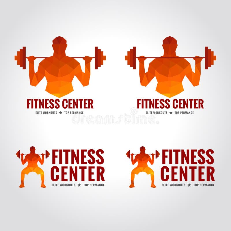 Sprawności fizycznej centrum logo (mężczyzna mięśnia siła i ciężaru udźwig)