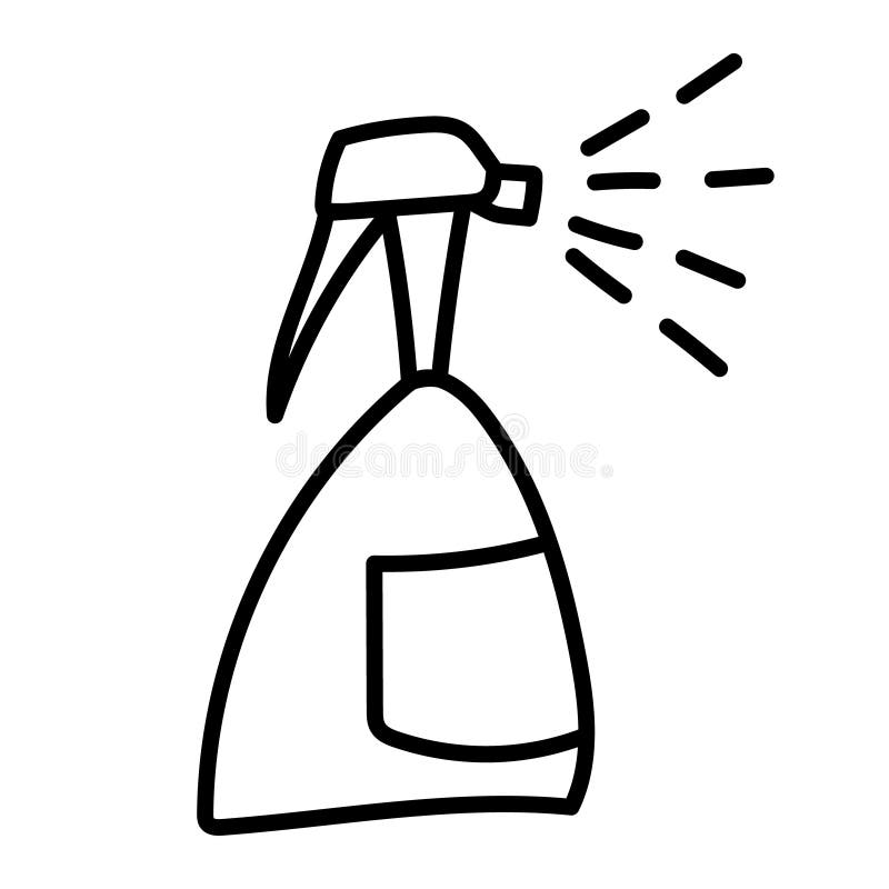 Spray Bottle Handdraw Doodle Element for Cleaning Stock Vector