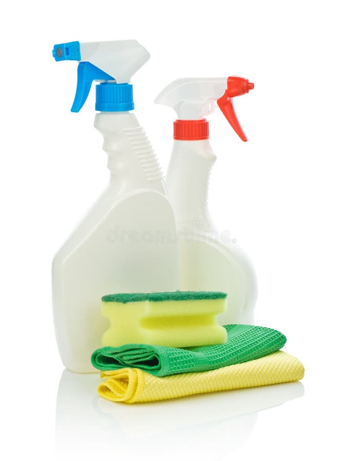 Two Cleaning Spray Bottles on White Stock Image Image of disinfection