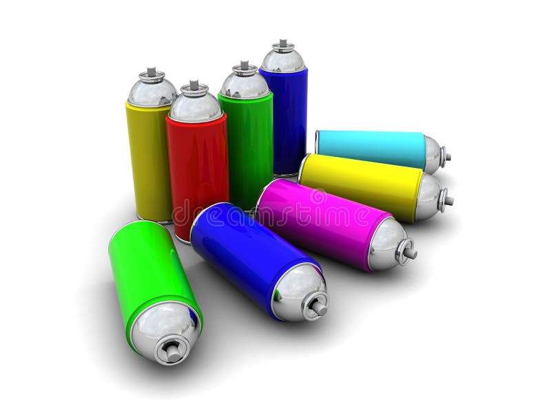 Spray cans stock illustration. Illustration of paint, render 955485
