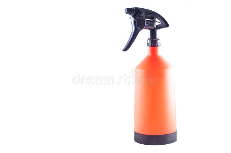 Spray the Garden for Care of Plants. Bright Orange Capacity Stock Photo