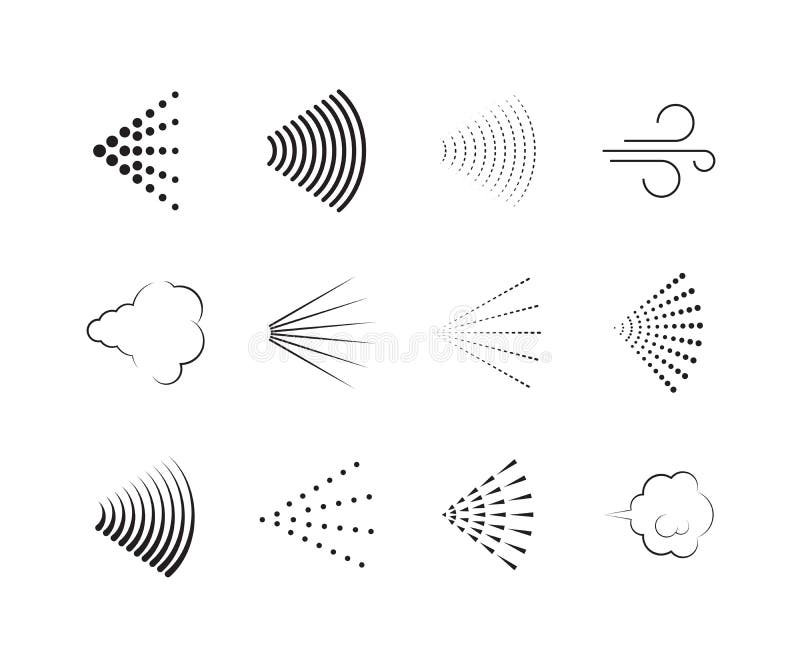 Spray Icons. Gas Nozzle Shower Air Spray Graphic Symbols Vector