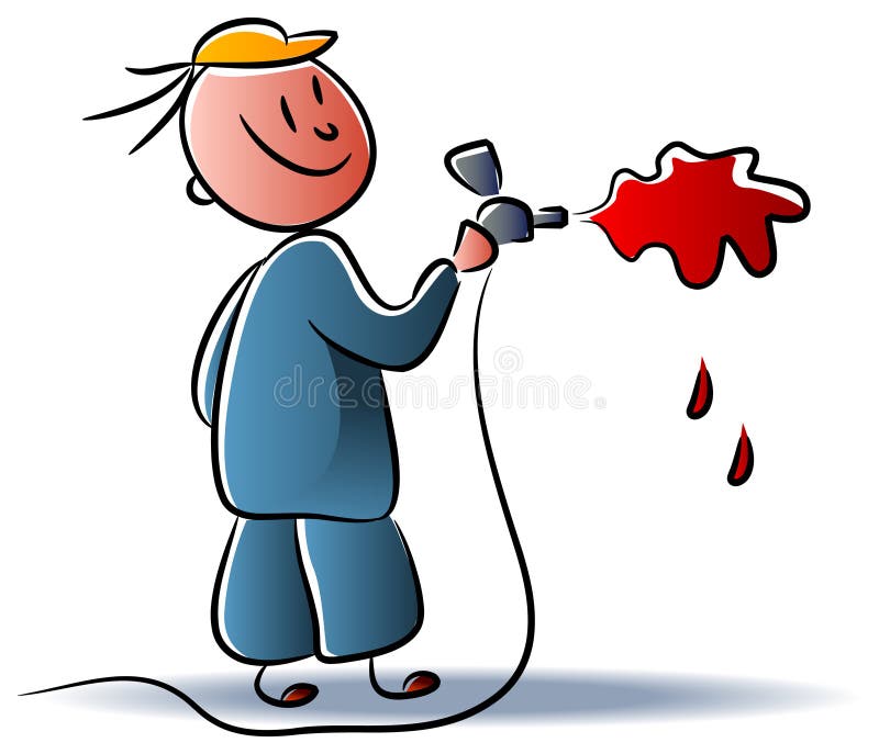 Spray Painter Spraying Gun Cartoon Stock Vector Illustration of