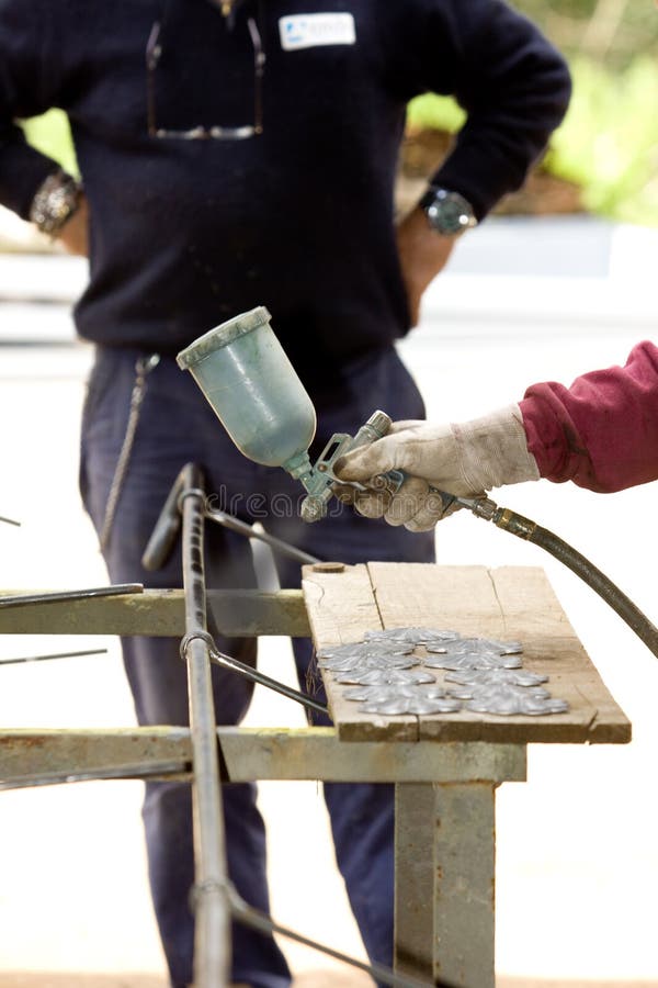 Spray painter stock image. Image of overalls, safety 29322627