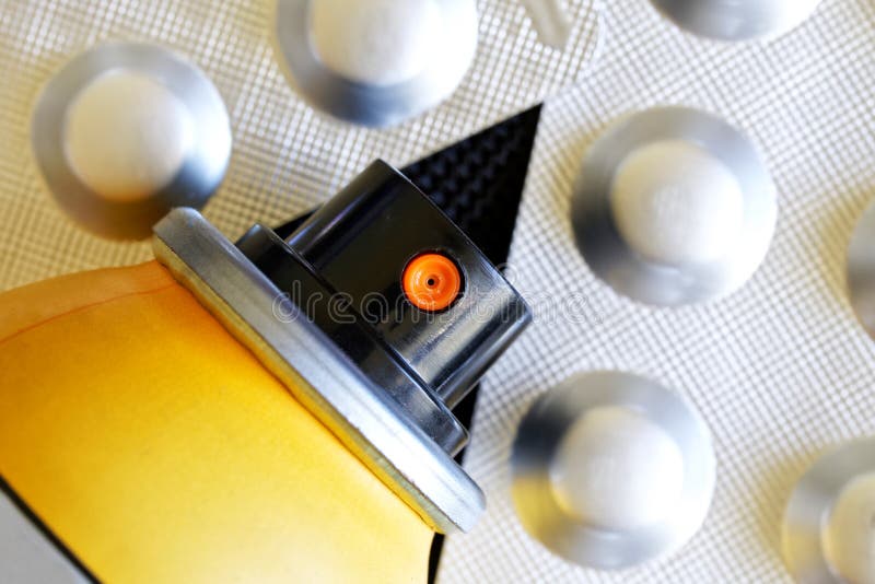 Spray repellent for insect repellent and anti-allergic tablets in a metallized blister. Protection against mosquito and bee stings royalty free stock photo Spray repellent for insect repellent and anti-allergic tablets in a metallized blister. Protection against mosquito and bee stings royalty free stock photo