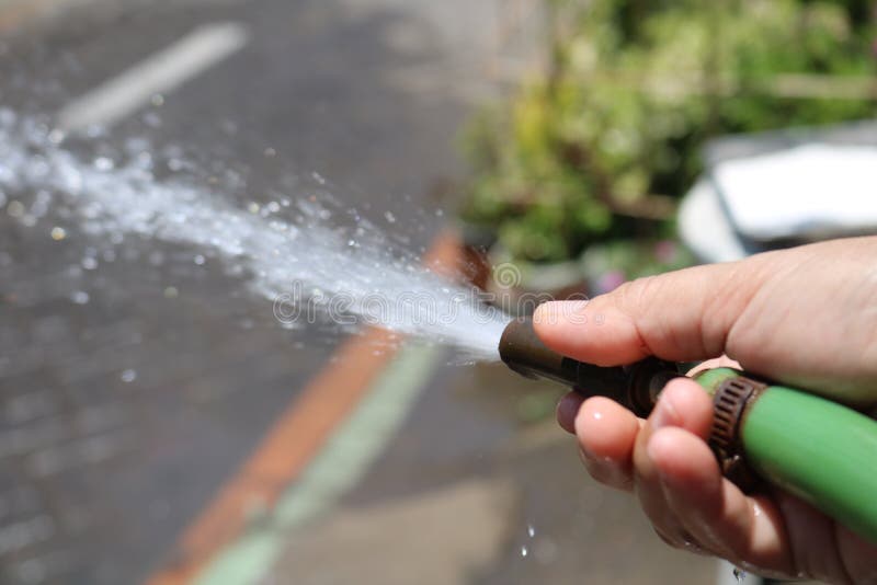 Spray Water Using a Hose To Water the Plants Stock Image Image of